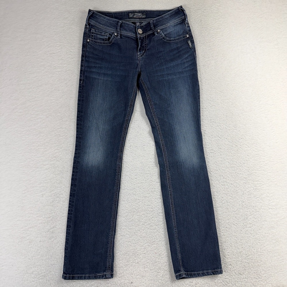 Silver Jeans Co Womens Suki Low Rise Straight Blue 28 (Fit 29x29) Medium Western